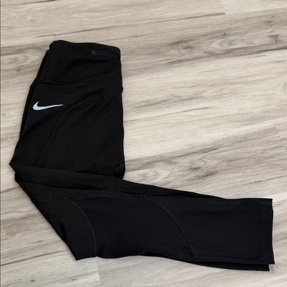 Nike Pants - Nike Women’s  Black cropped  Leggings with White Swoosh size small